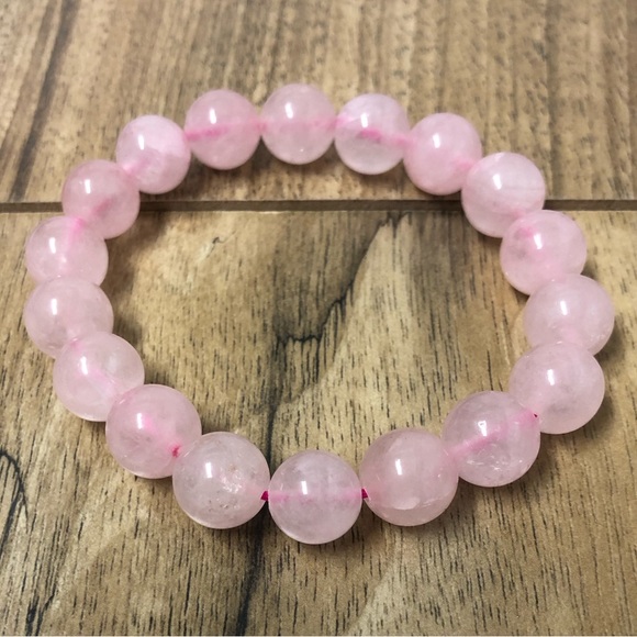 Rose Quartz Natural Stone 10mm Beads Stretchable Bracelet 7" - Best Gift - Picture 2 of 2